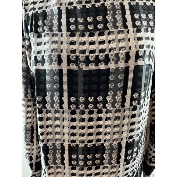 THAKOON for Design Nation Geometric Print Long Sleeve Shift Dress Gray Black - Picture 3 of 13